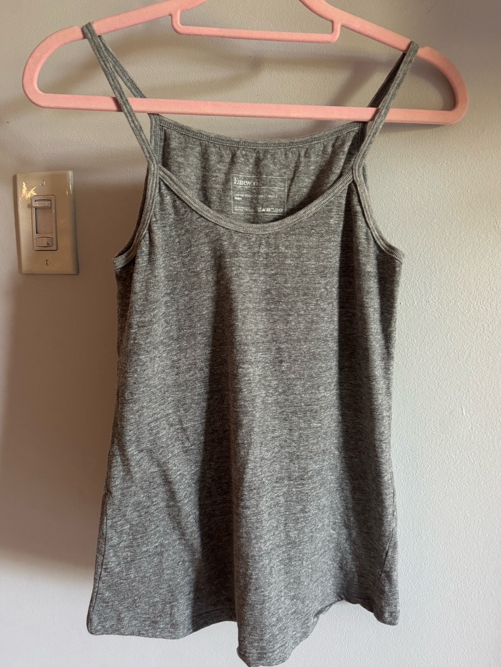 Entireworld. Heather Grey Cotton Basic Spaghetti Strap Soft Cami Tank Top MED